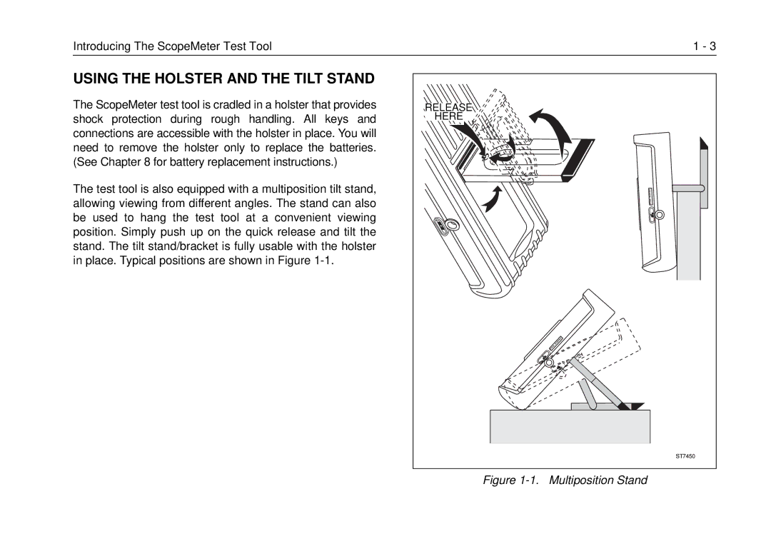 Fluke 99B, 105B manual Using the Holster and the Tilt Stand, Multiposition Stand 