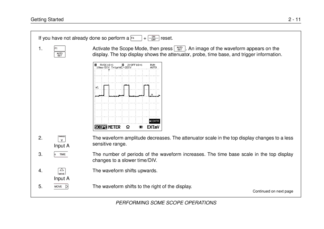 Fluke 105B, 99B manual Performing Some Scope Operations 