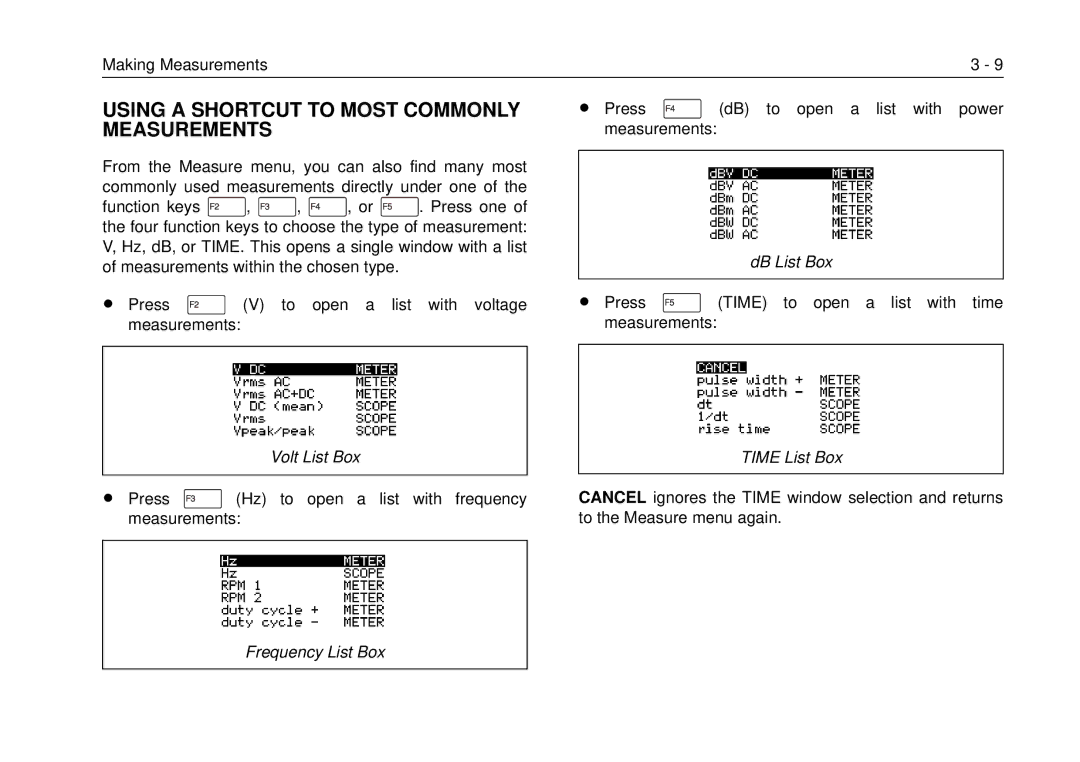 Fluke 99B, 105B manual Using a Shortcut to Most Commonly Measurements 