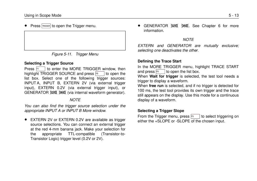 Fluke 99B, 105B manual Selecting a Trigger Source, Defining the Trace Start, Selecting a Trigger Slope 