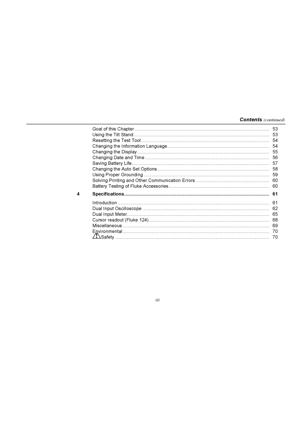 Fluke 124, 123 user manual Iii 