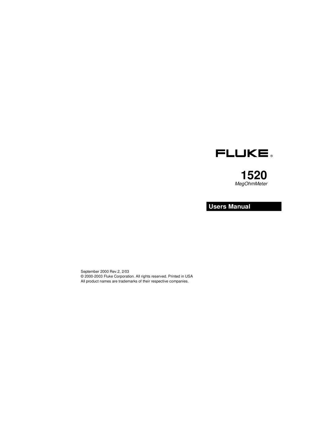 Fluke 1526 user manual 1520 