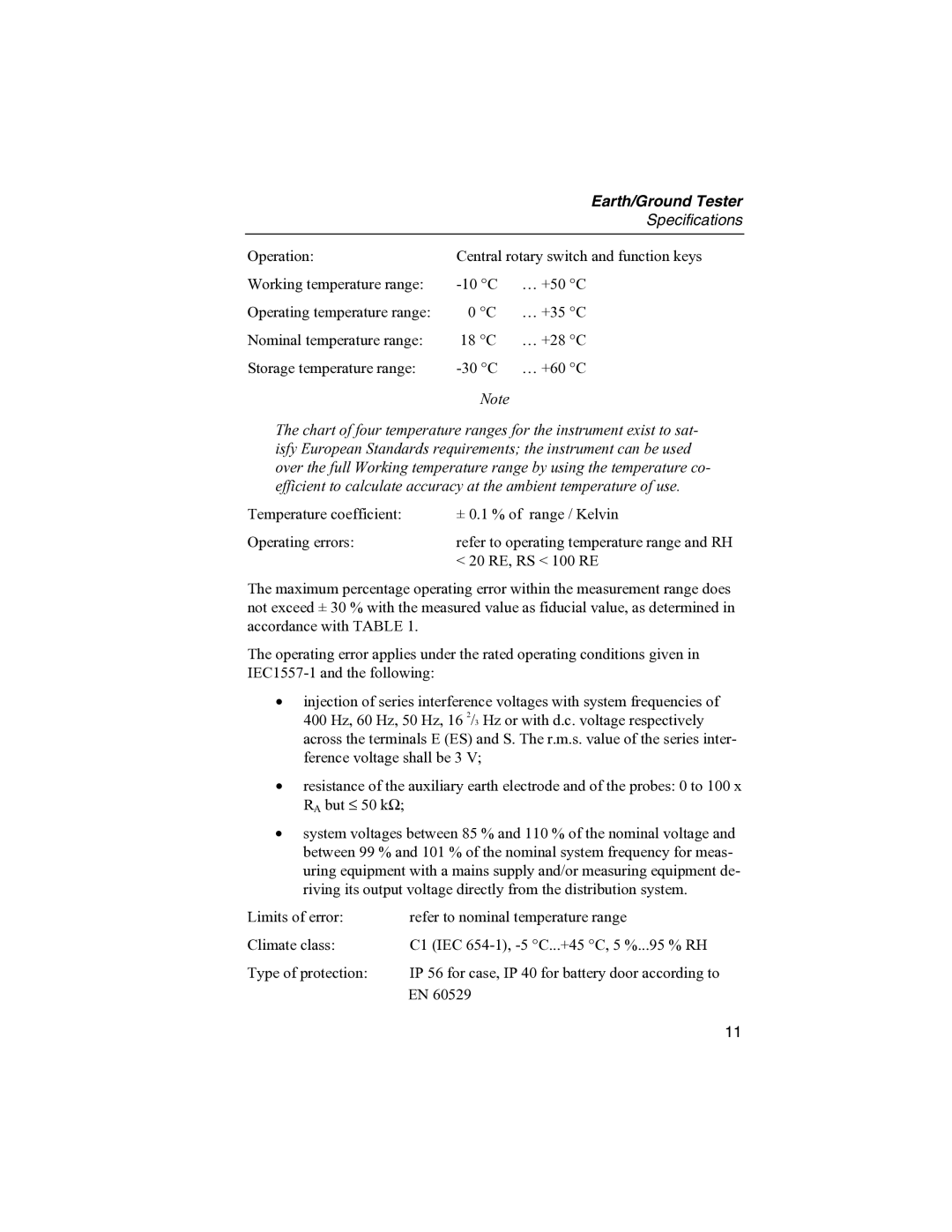 Fluke 1625 user manual Specifications 