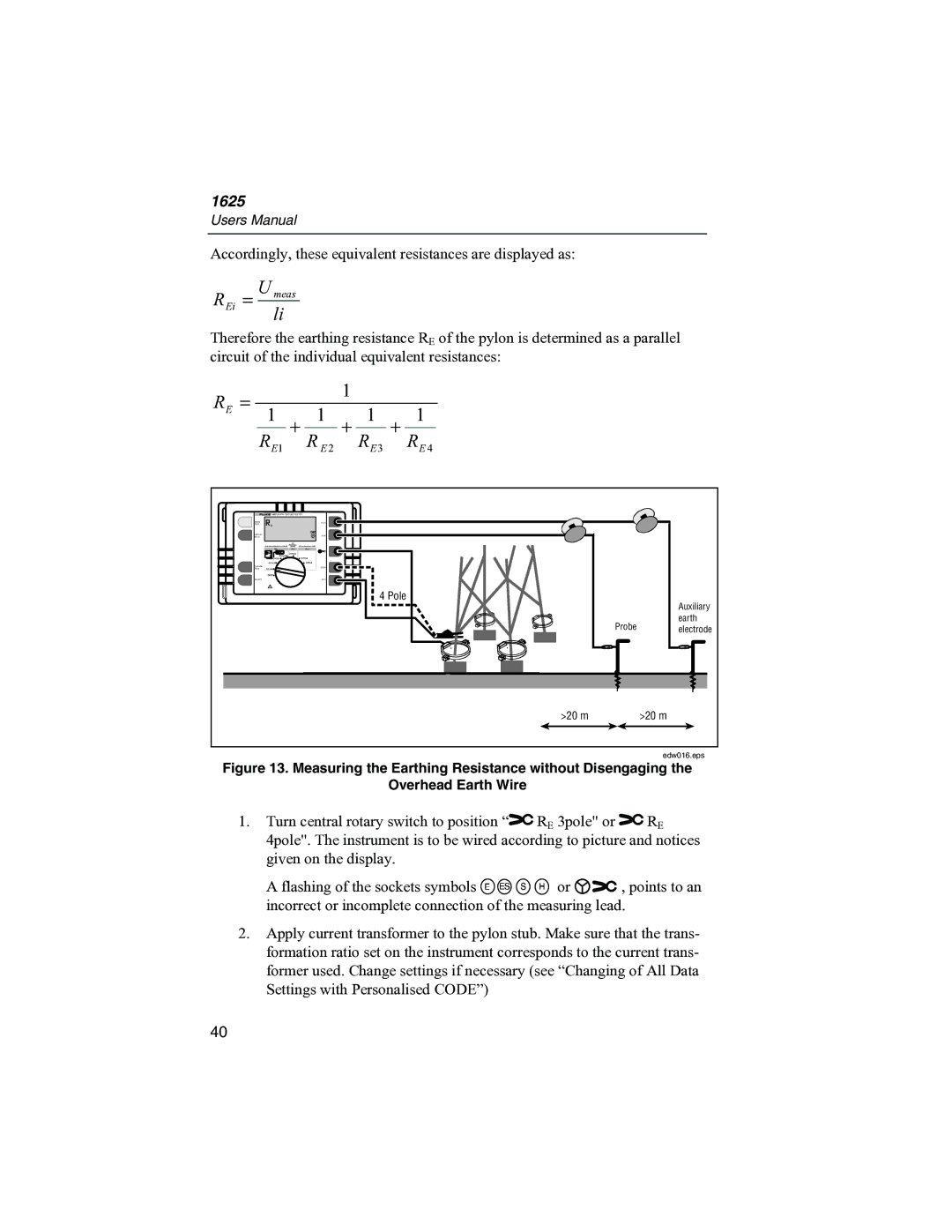 Fluke 1625 user manual Accordingly, these equivalent resistances are displayed as 