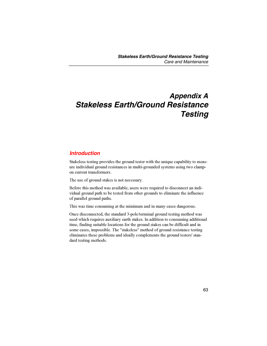 Fluke 1625 user manual Stakeless Earth/Ground Resistance Testing, Introduction 