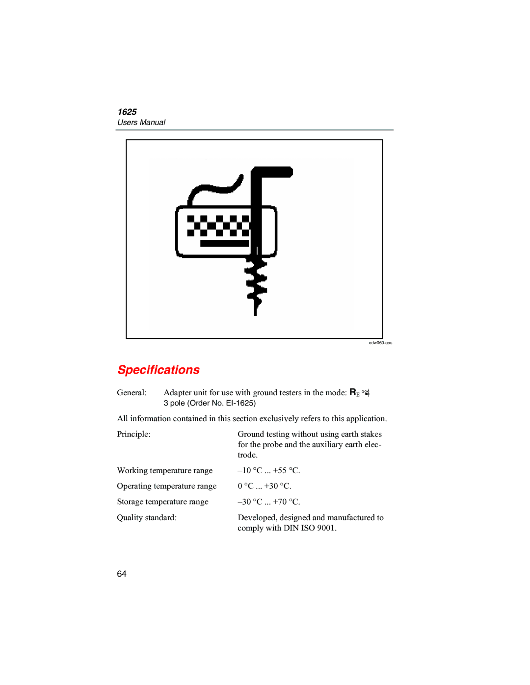 Fluke 1625 user manual Comply with DIN ISO 