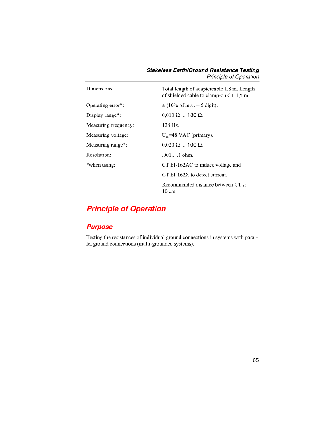 Fluke 1625 user manual Principle of Operation, Purpose 