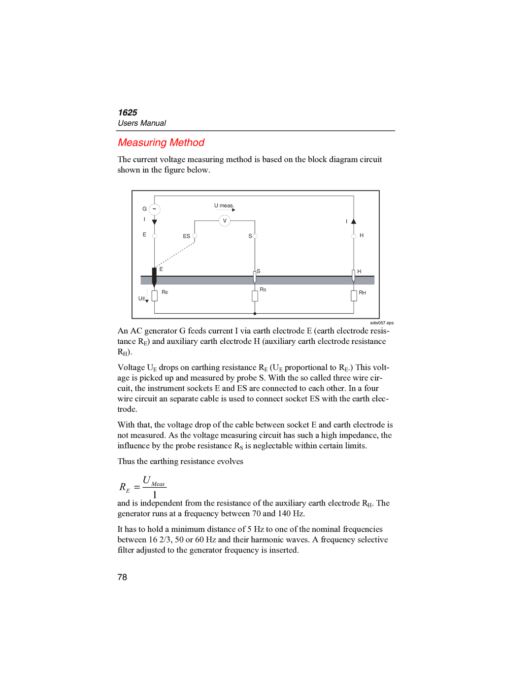 Fluke 1625 user manual Measuring Method 