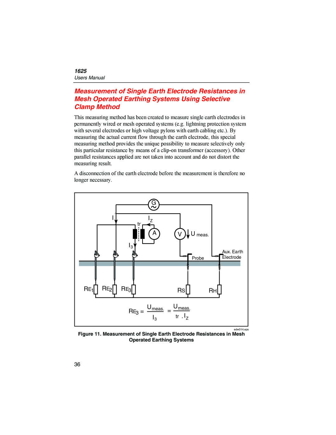Fluke 1625 user manual Measurement of Single Earth Electrode Resistances in, tr . IZ 