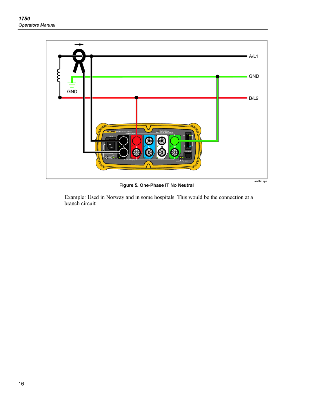 Fluke 1750 specifications One-Phase IT No Neutral 