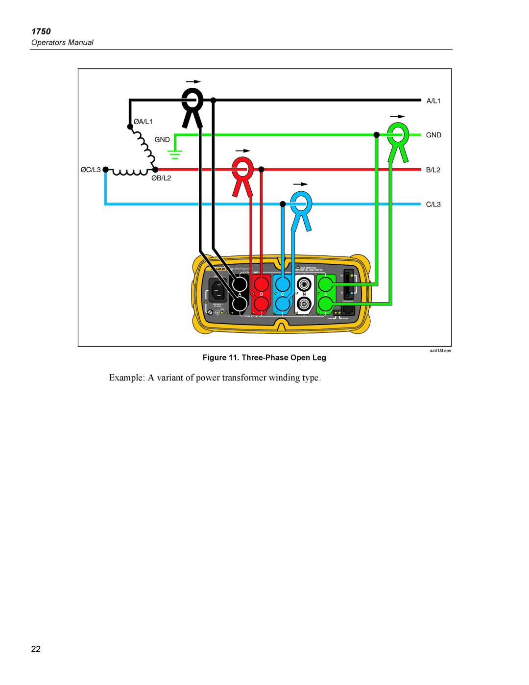 Fluke 1750 specifications Example a variant of power transformer winding type 