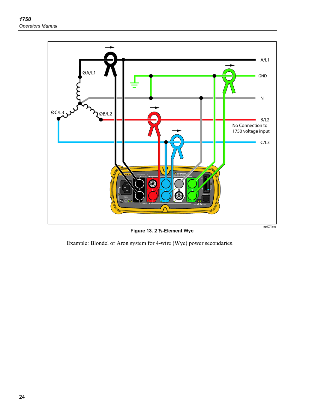 Fluke 1750 specifications ØC/L3 ØB/L2 