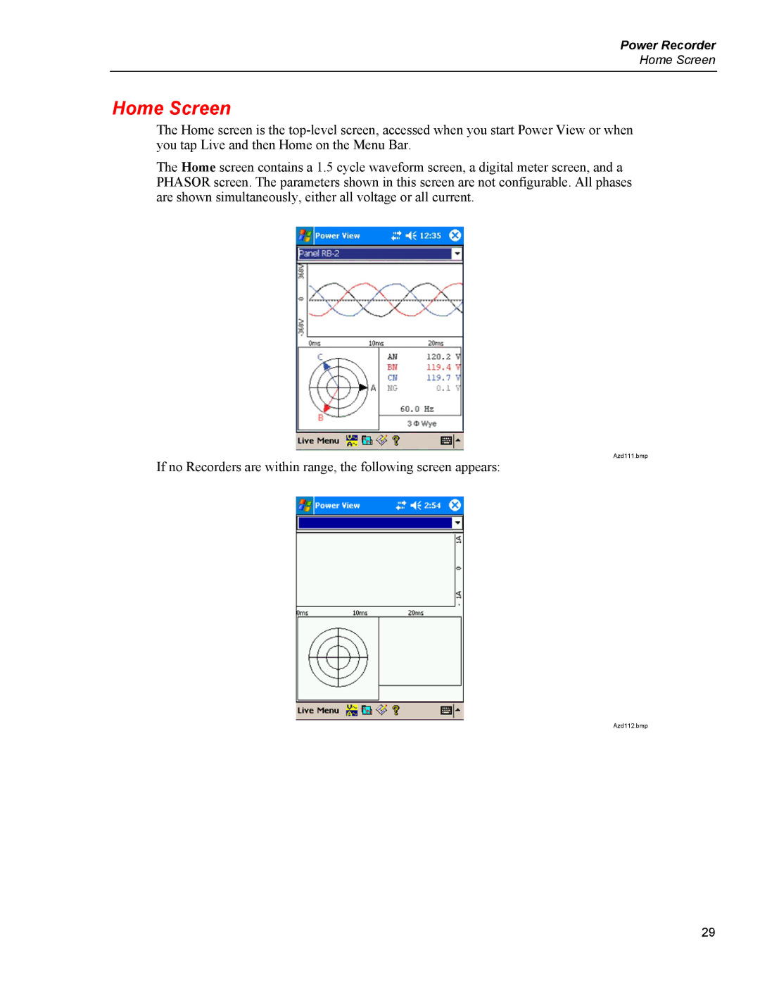 Fluke 1750 specifications Home Screen 