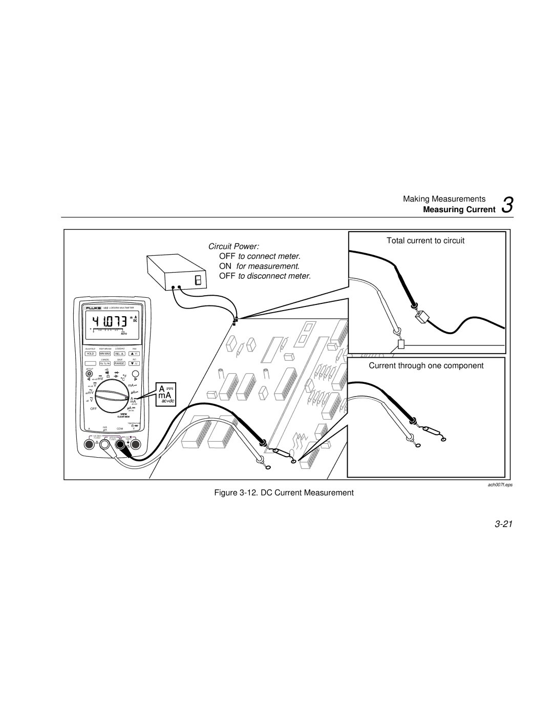 Fluke 187 user manual Total current to circuit, Current through one component 