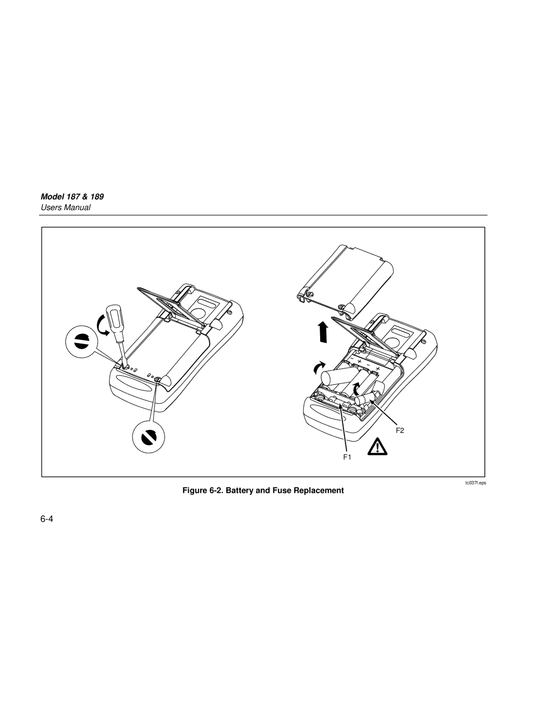 Fluke 187 user manual Battery and Fuse Replacement 