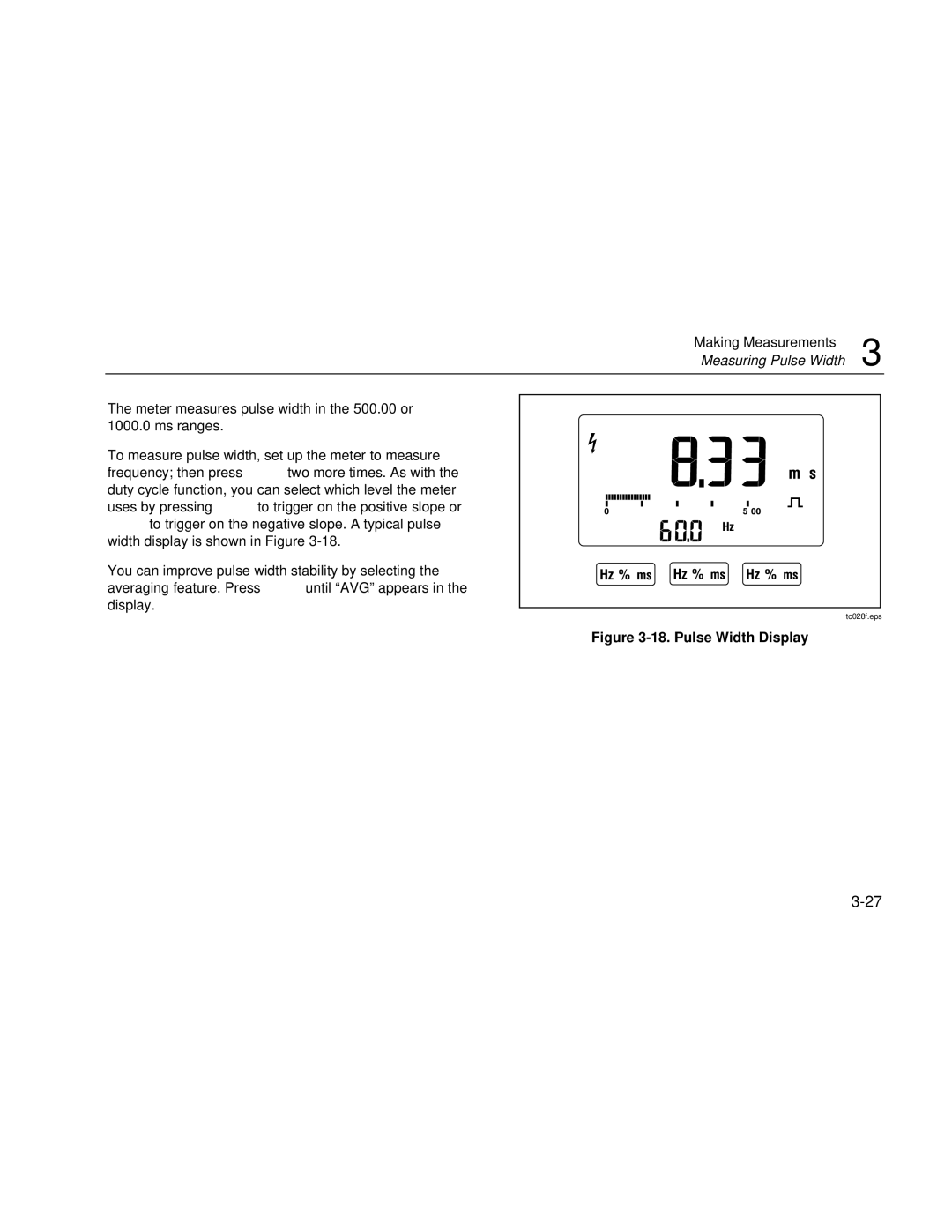 Fluke 189 user manual Pulse Width Display 