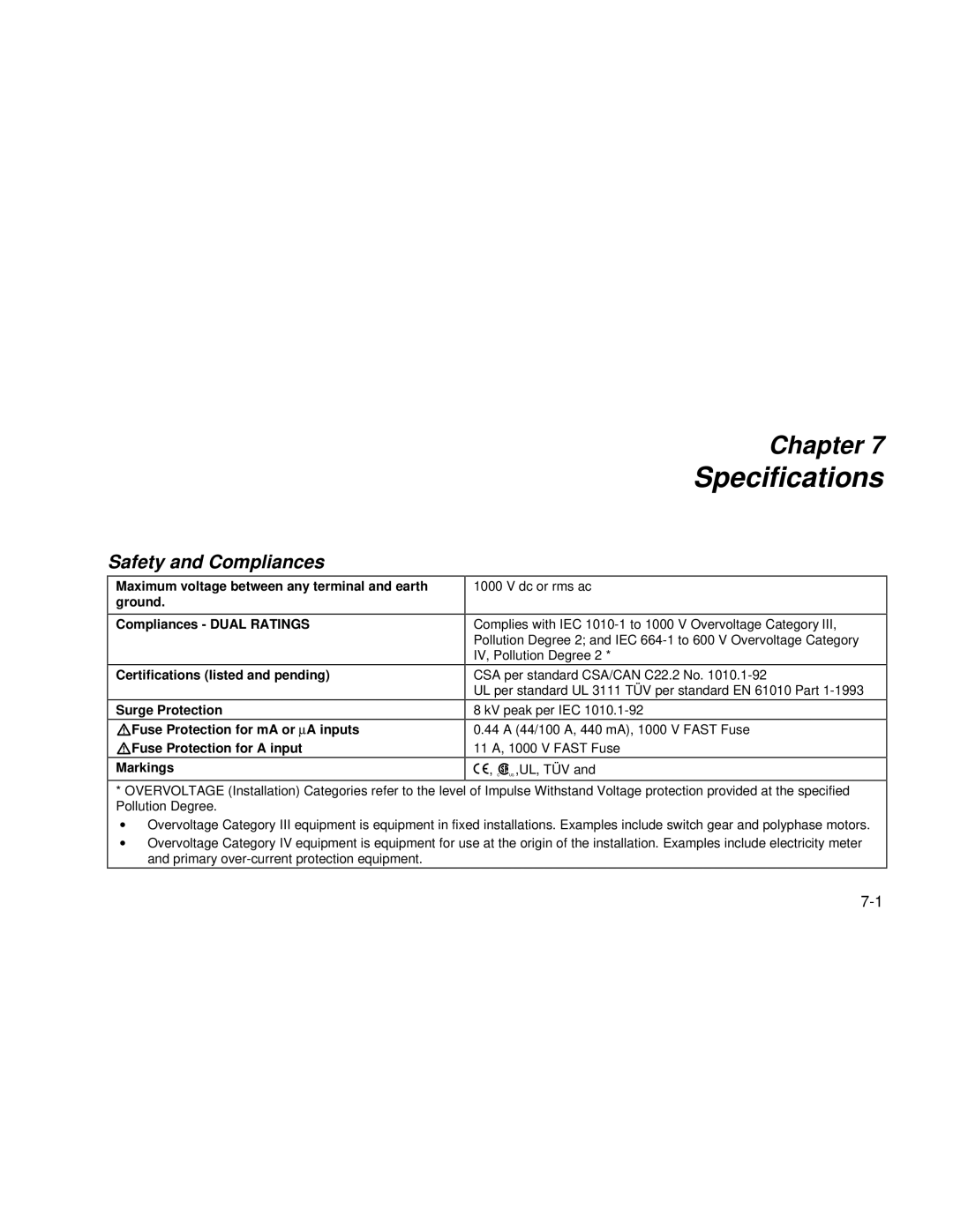 Fluke 189 user manual Specifications, Safety and Compliances 