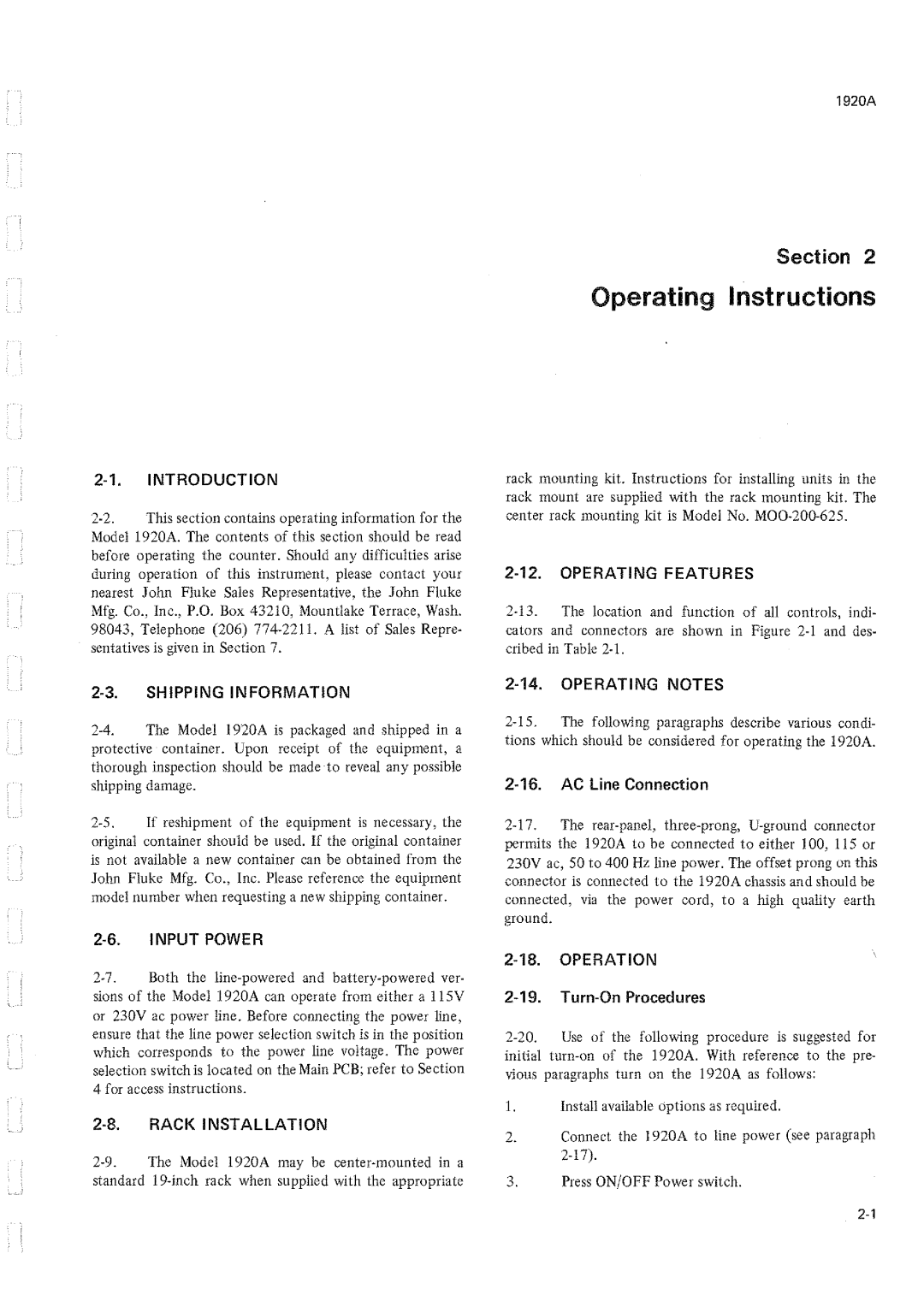 Fluke 1920A manual 