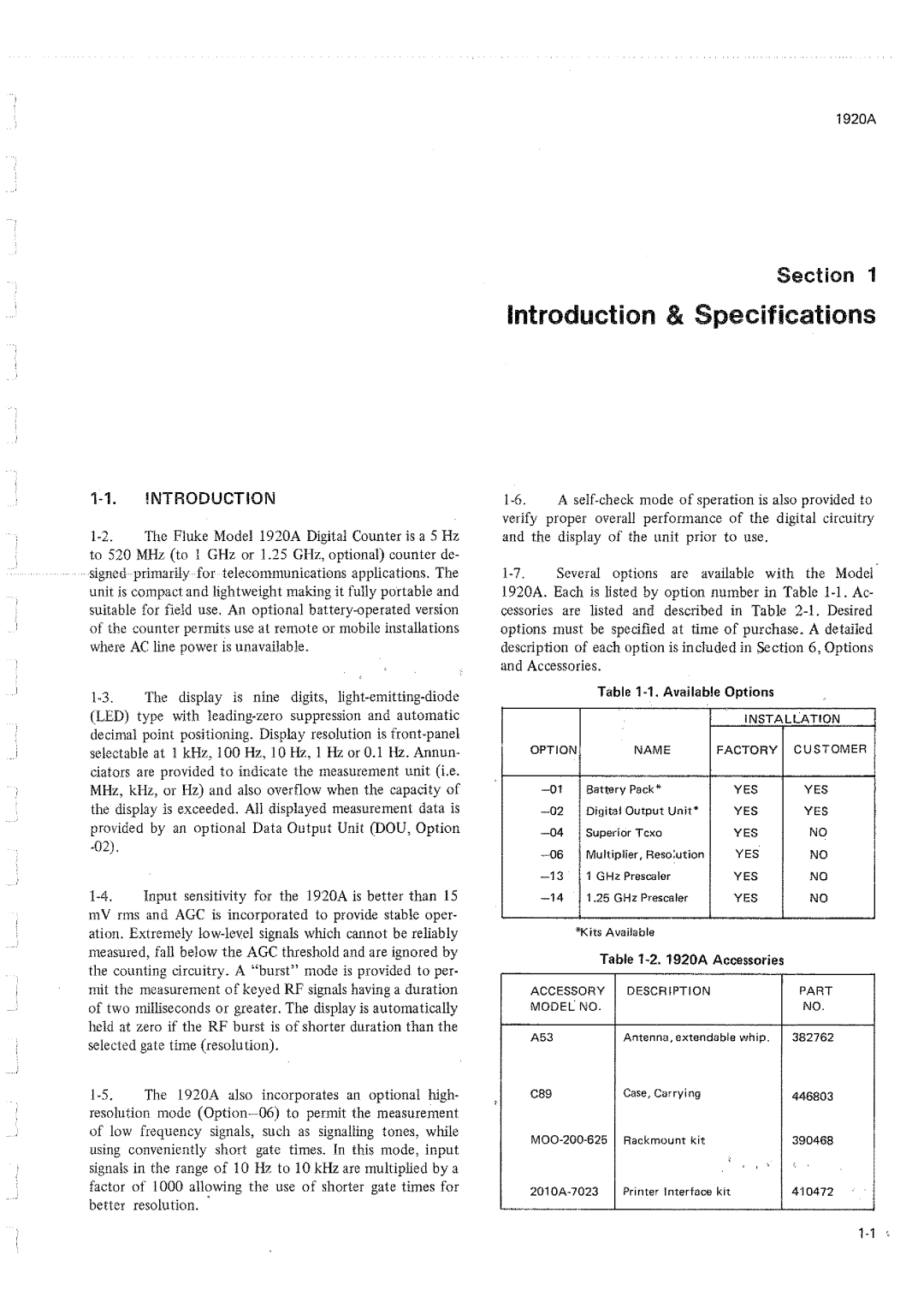 Fluke 1920A manual 