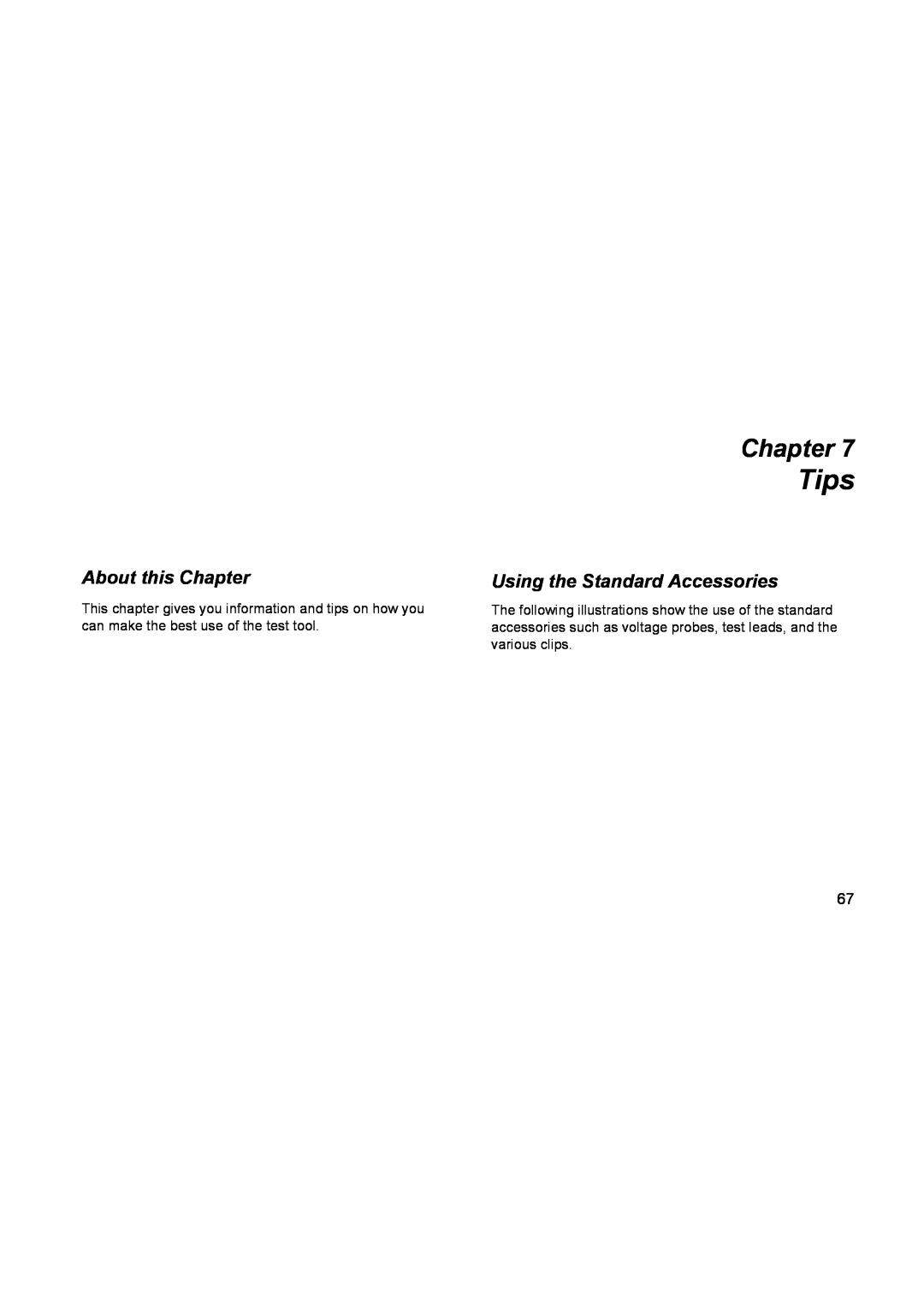 Fluke 196C user manual Tips, Using the Standard Accessories, About this Chapter 