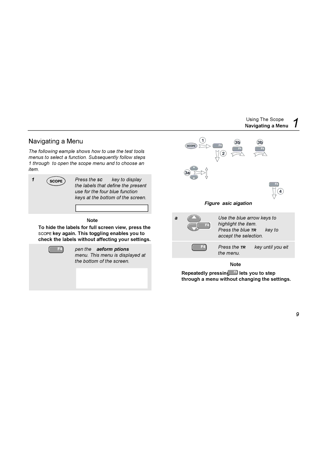 Fluke 196C user manual Navigating a Menu, Open the Waveform Options 