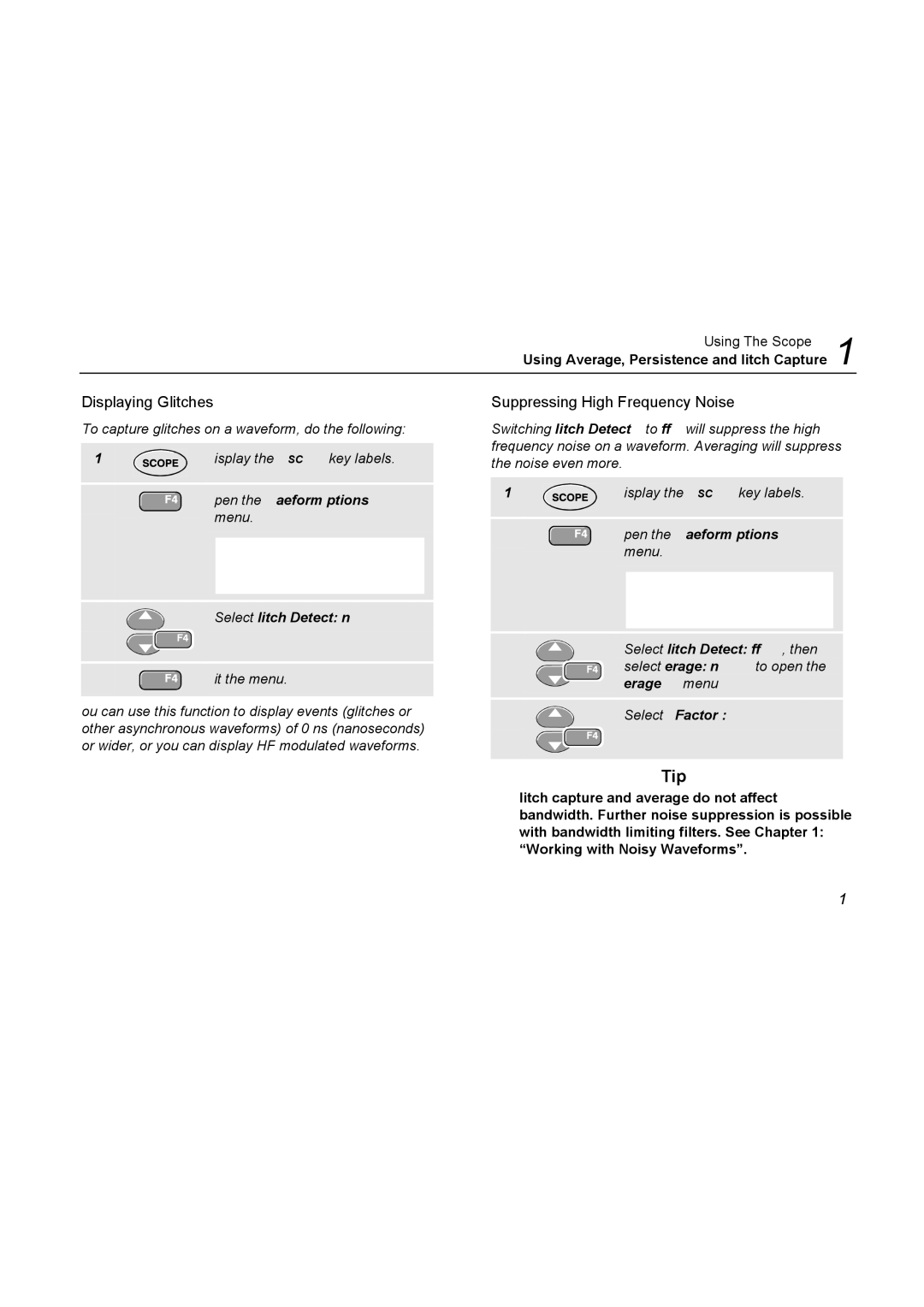 Fluke 196C user manual Displaying Glitches, Suppressing High Frequency Noise 