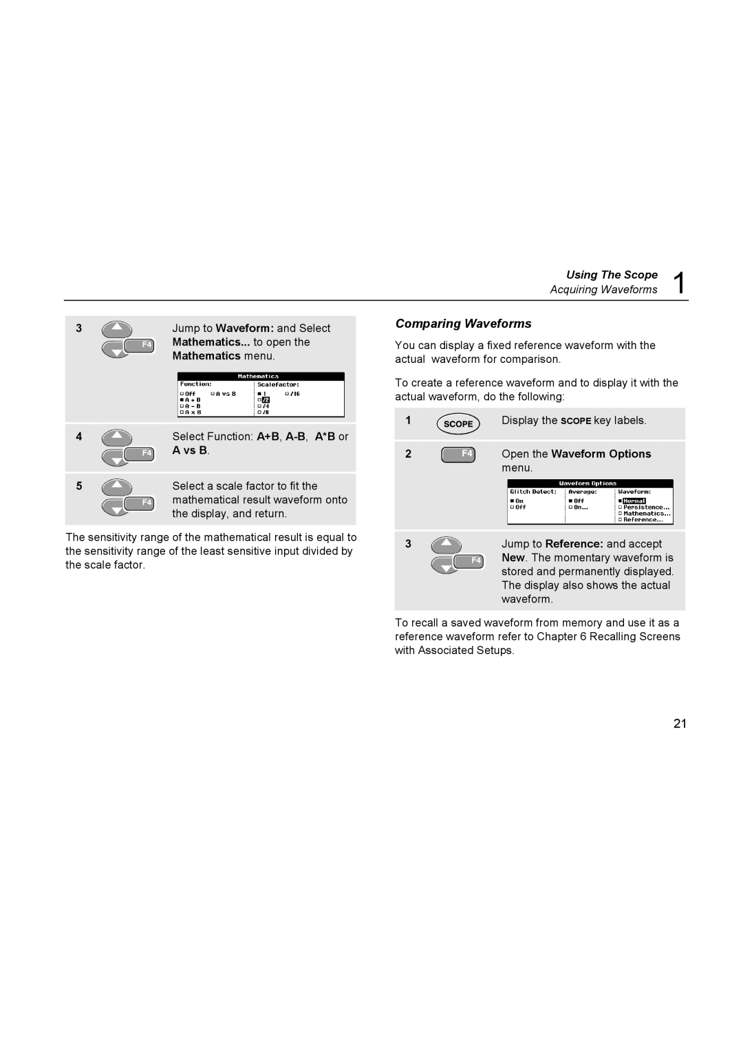 Fluke 196C user manual Comparing Waveforms 