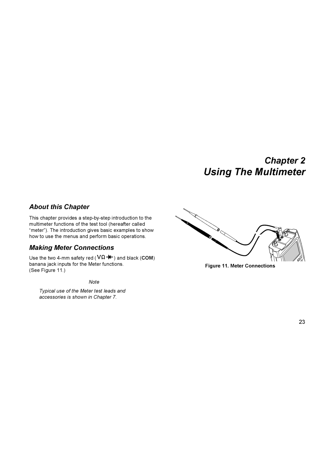 Fluke 196C user manual Using The Multimeter, Making Meter Connections 