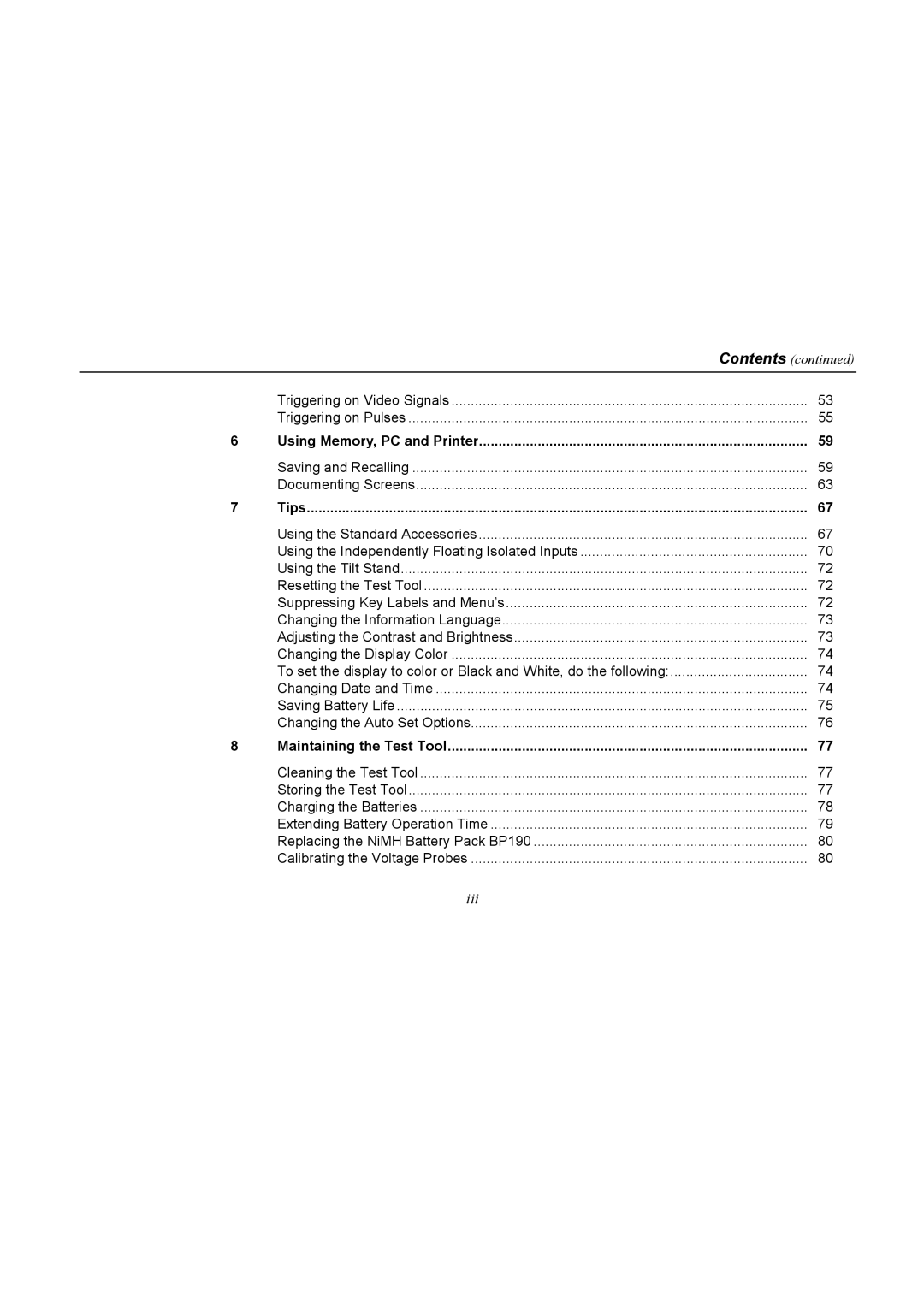 Fluke 196C user manual Iii 