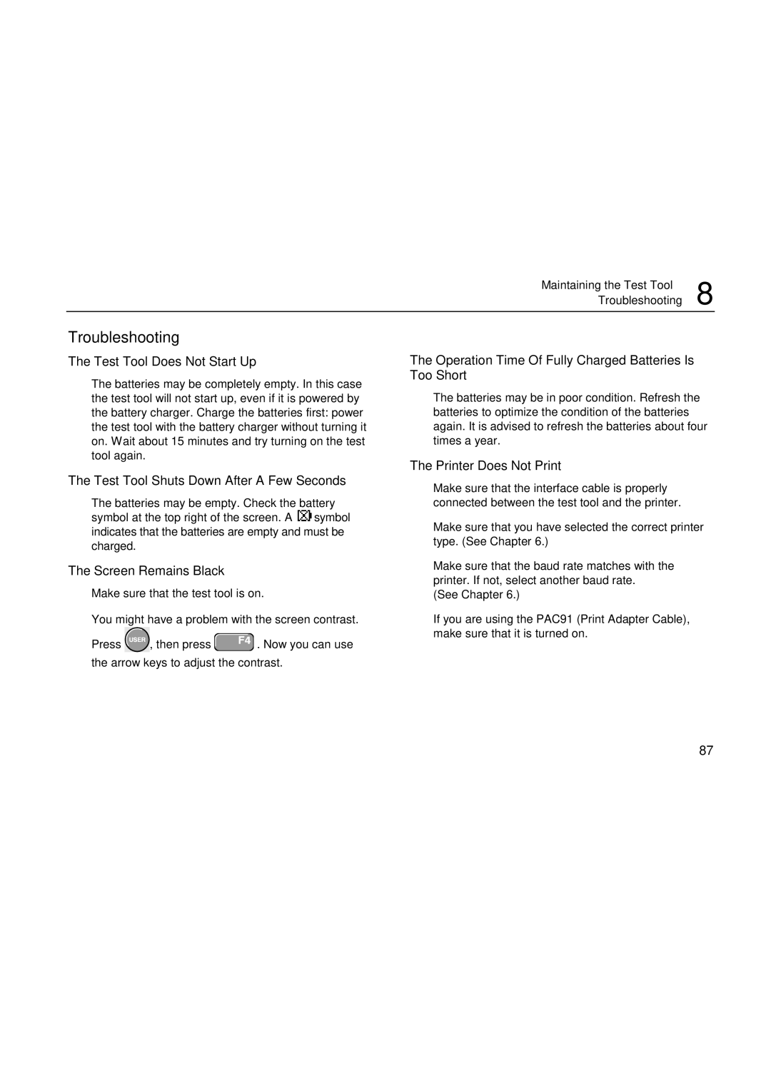 Fluke 196C user manual Troubleshooting 