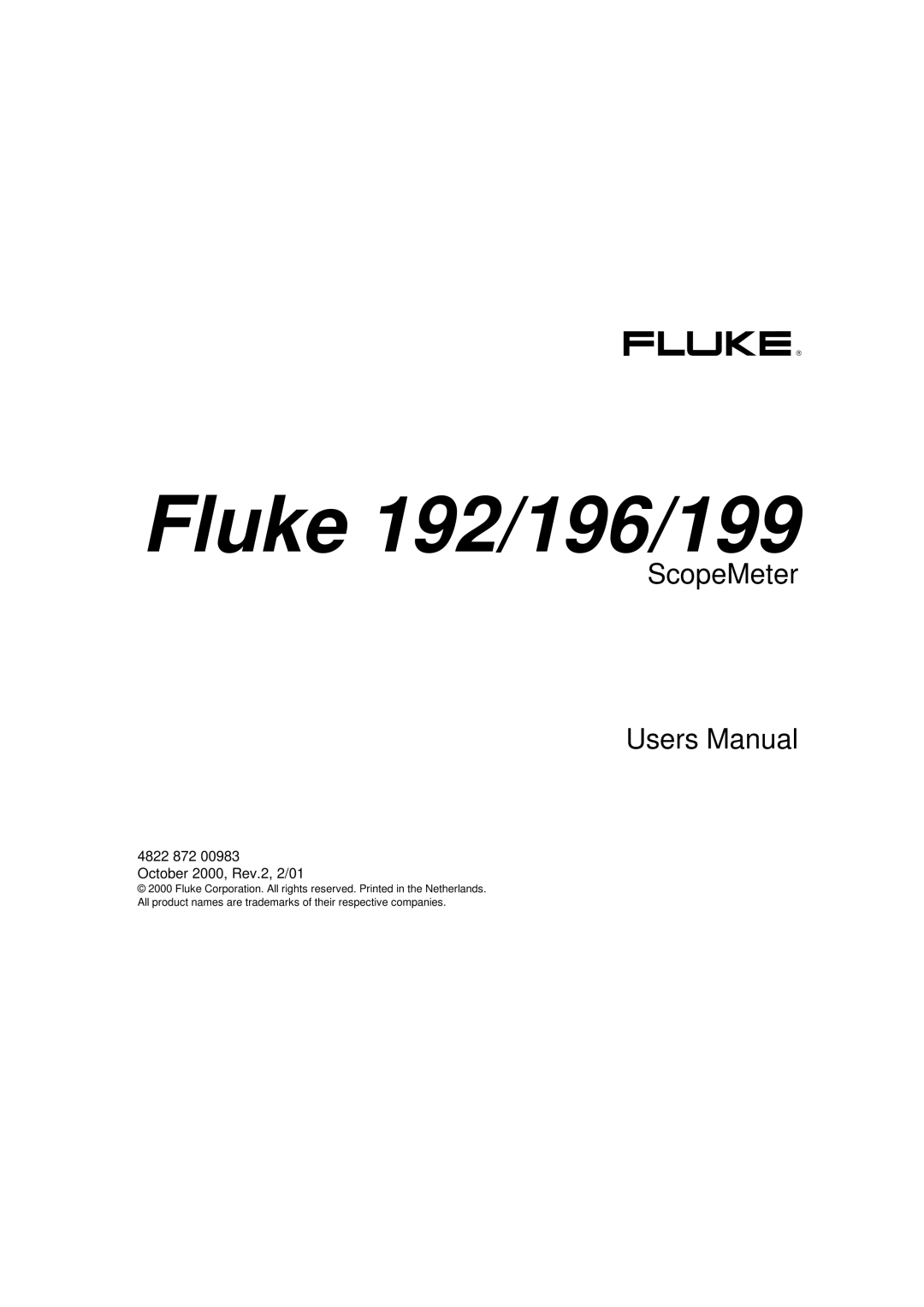 Fluke user manual Fluke 192/196/199 