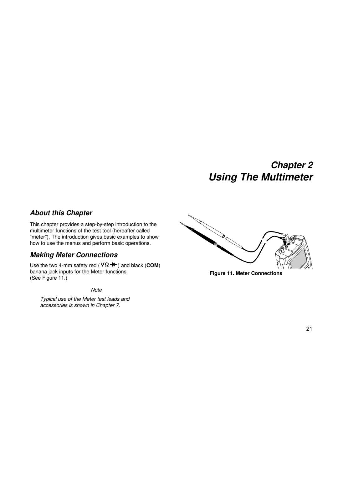 Fluke 192, 199, 196 user manual Using The Multimeter, Making Meter Connections 