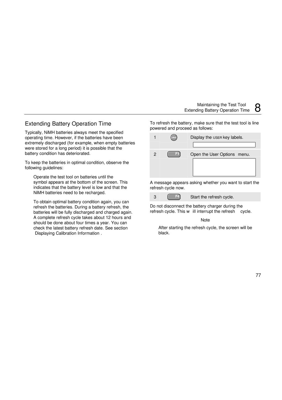 Fluke 196, 199, 192 user manual Extending Battery Operation Time, Open the User Options menu 