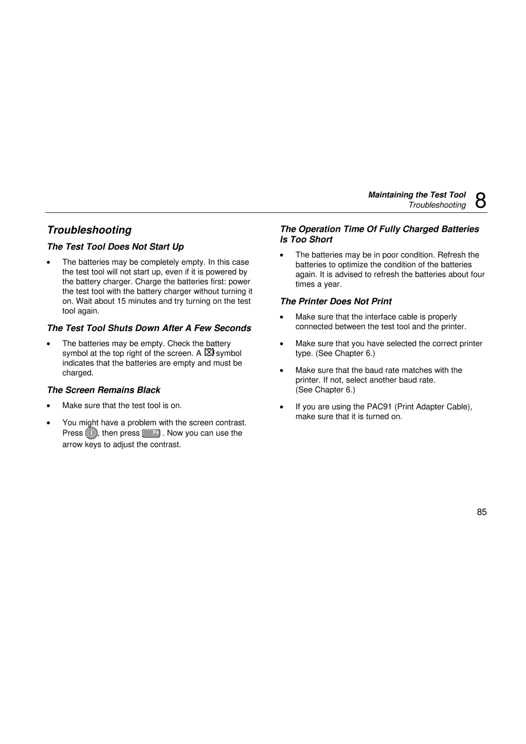 Fluke 199, 196, 192 user manual Troubleshooting 