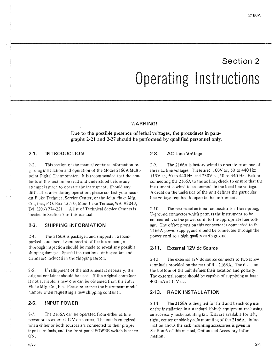 Fluke 2166A manual 