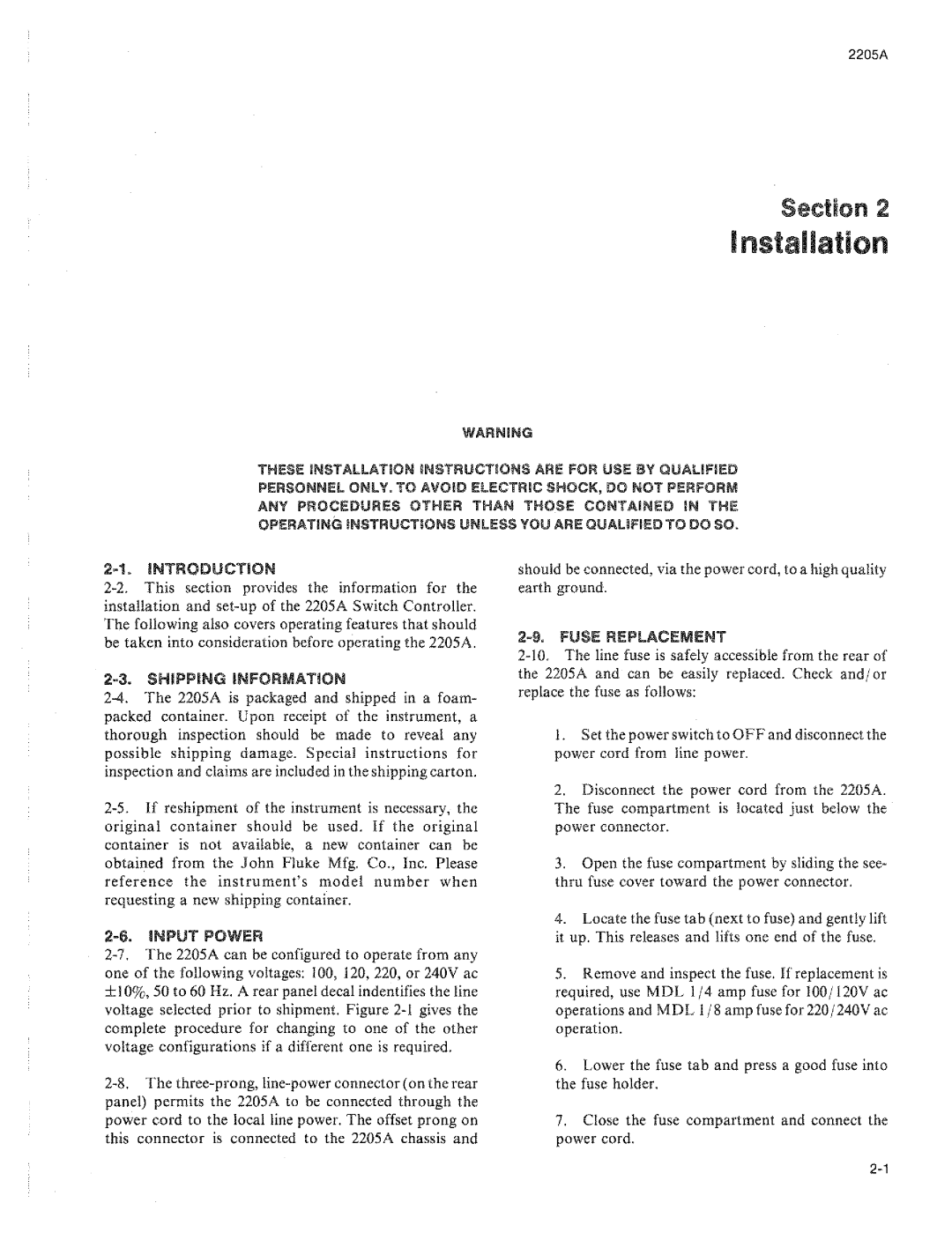 Fluke 2205A manual 