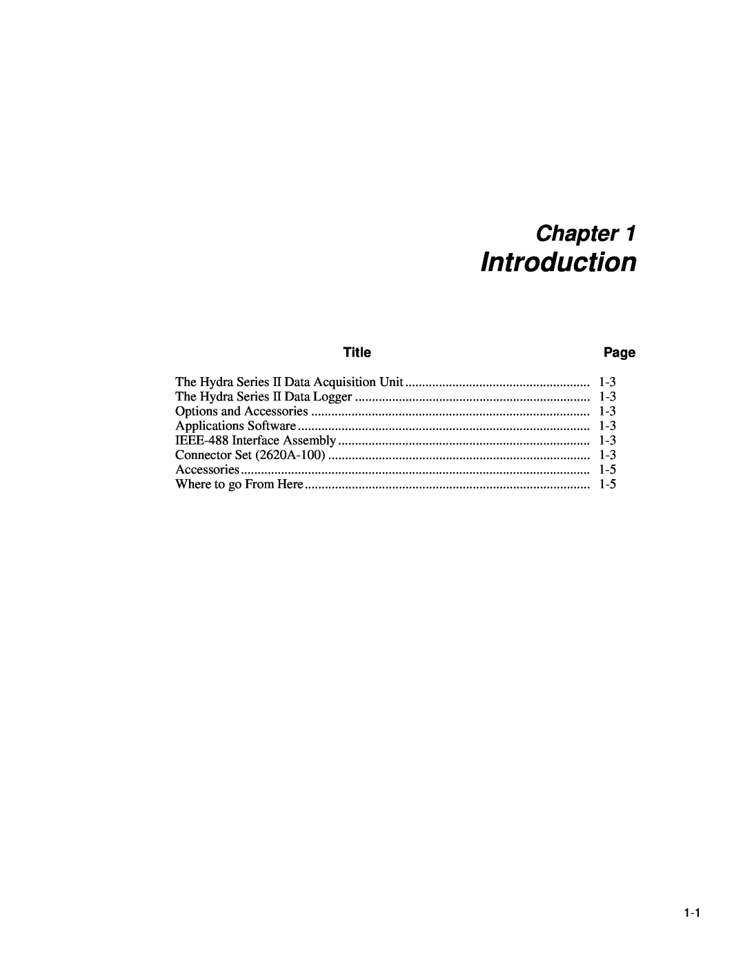 Fluke 2620A, 2625A user manual Introduction, Chapter, Title, Page 