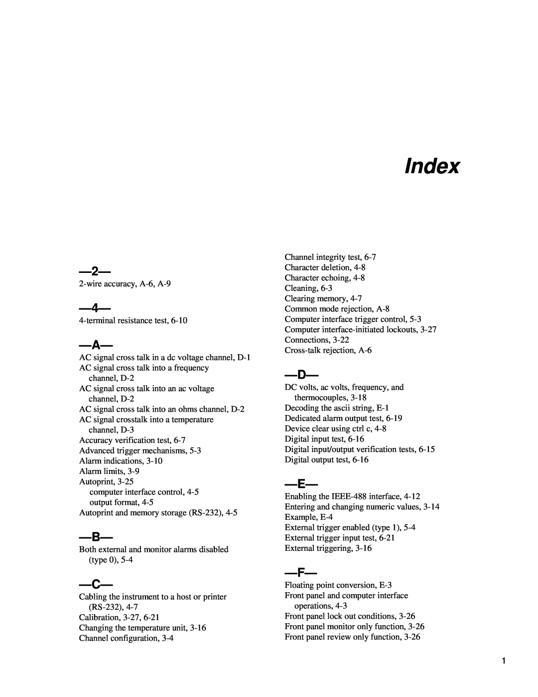 Fluke 2625A, 2620A user manual Index 