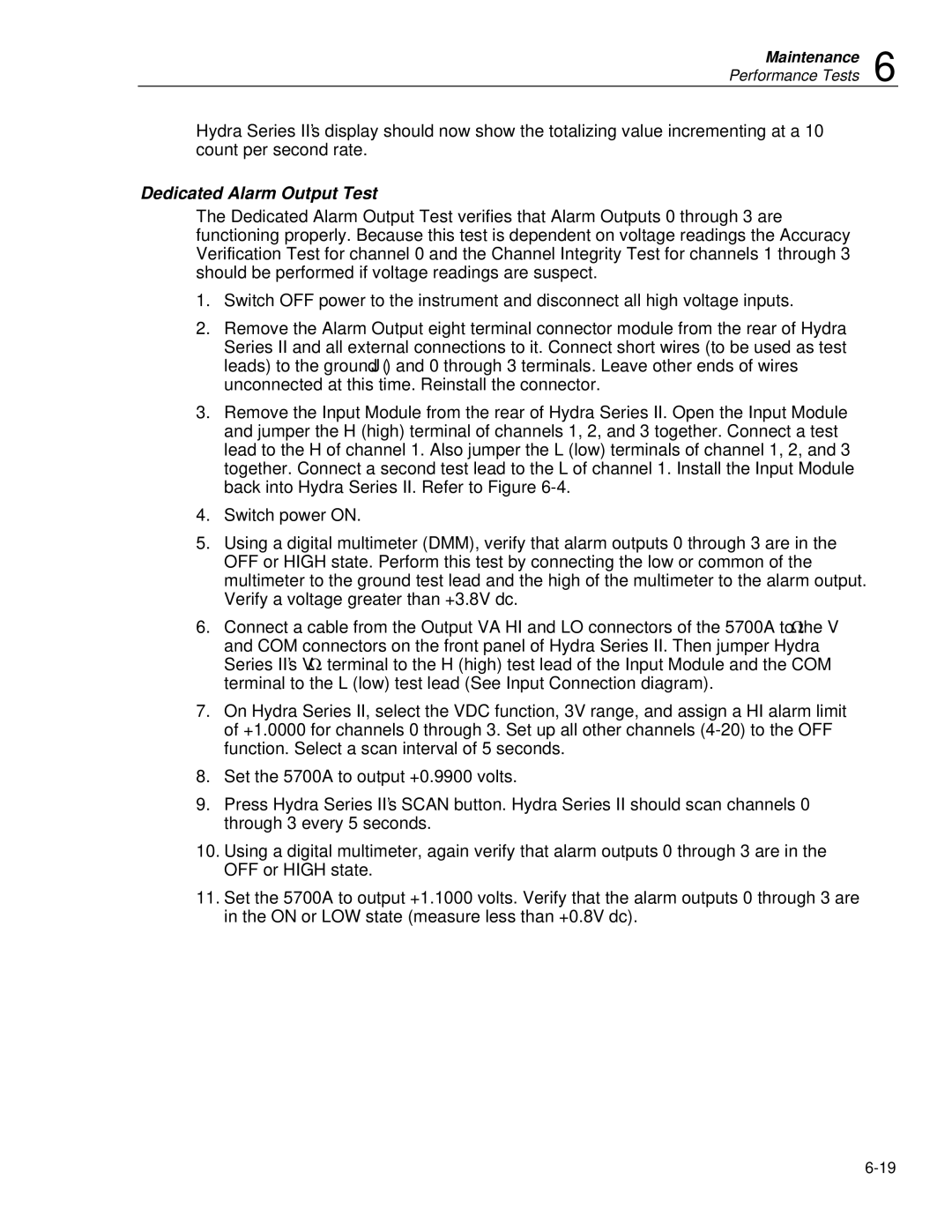 Fluke 2620A, 2625A user manual Dedicated Alarm Output Test 