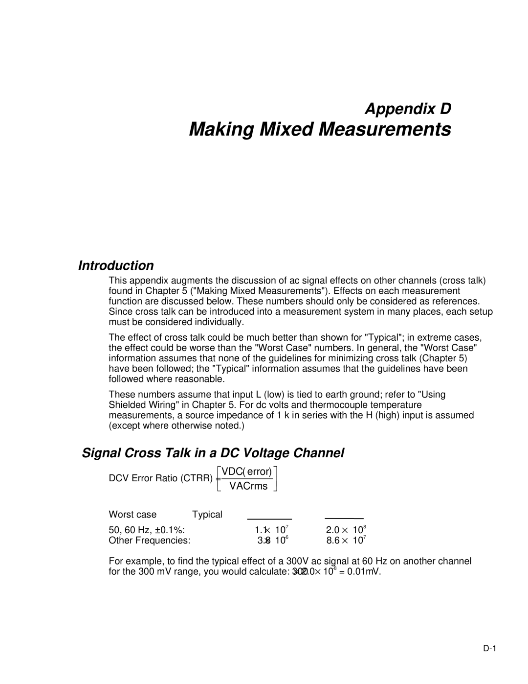 Fluke 2620A, 2625A user manual Making Mixed Measurements, Signal Cross Talk in a DC Voltage Channel 