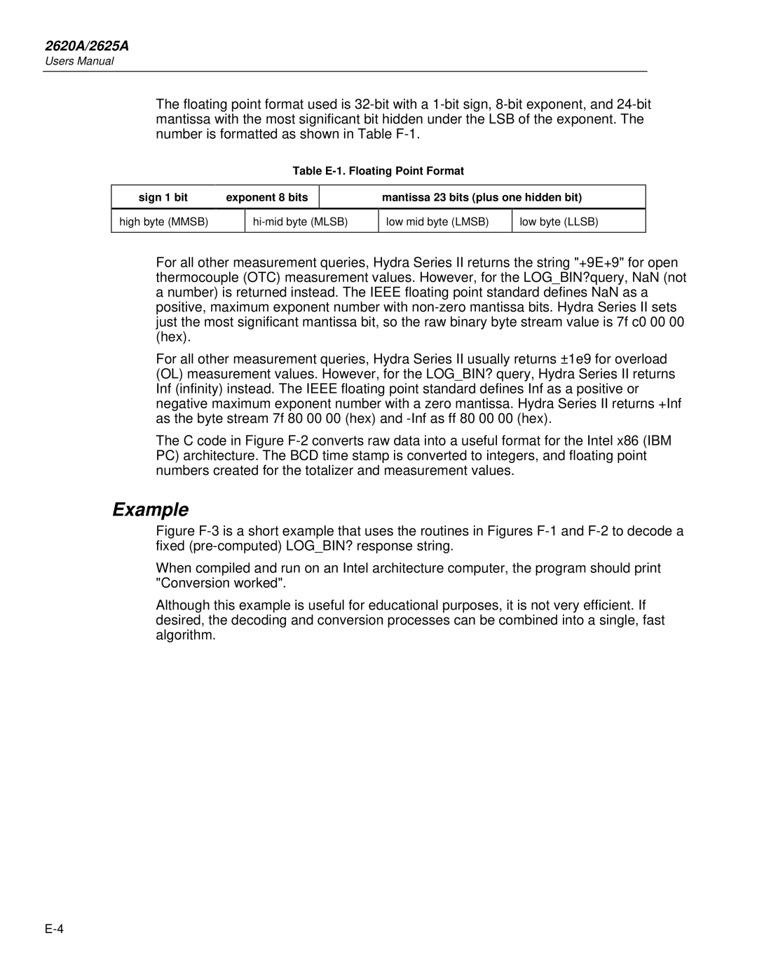 Fluke 2625A, 2620A user manual Example 