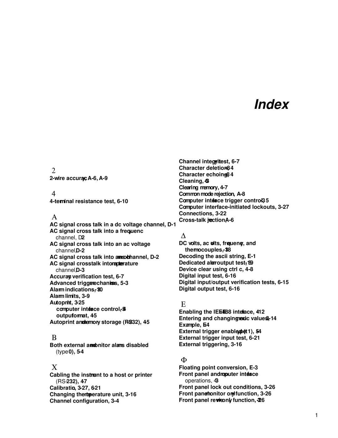 Fluke 2625A, 2620A user manual Index 