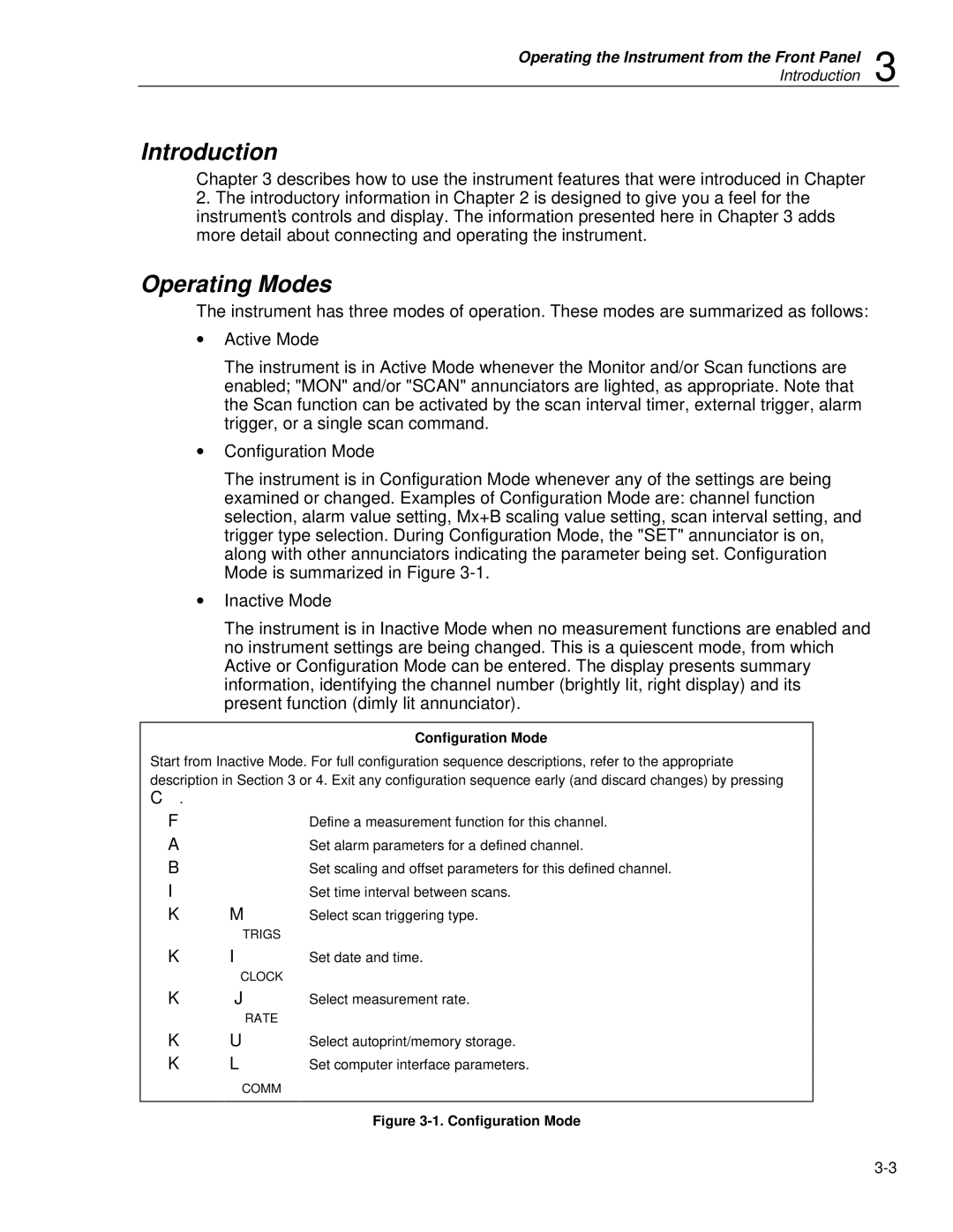 Fluke 2620A, 2625A user manual Configuration Mode 