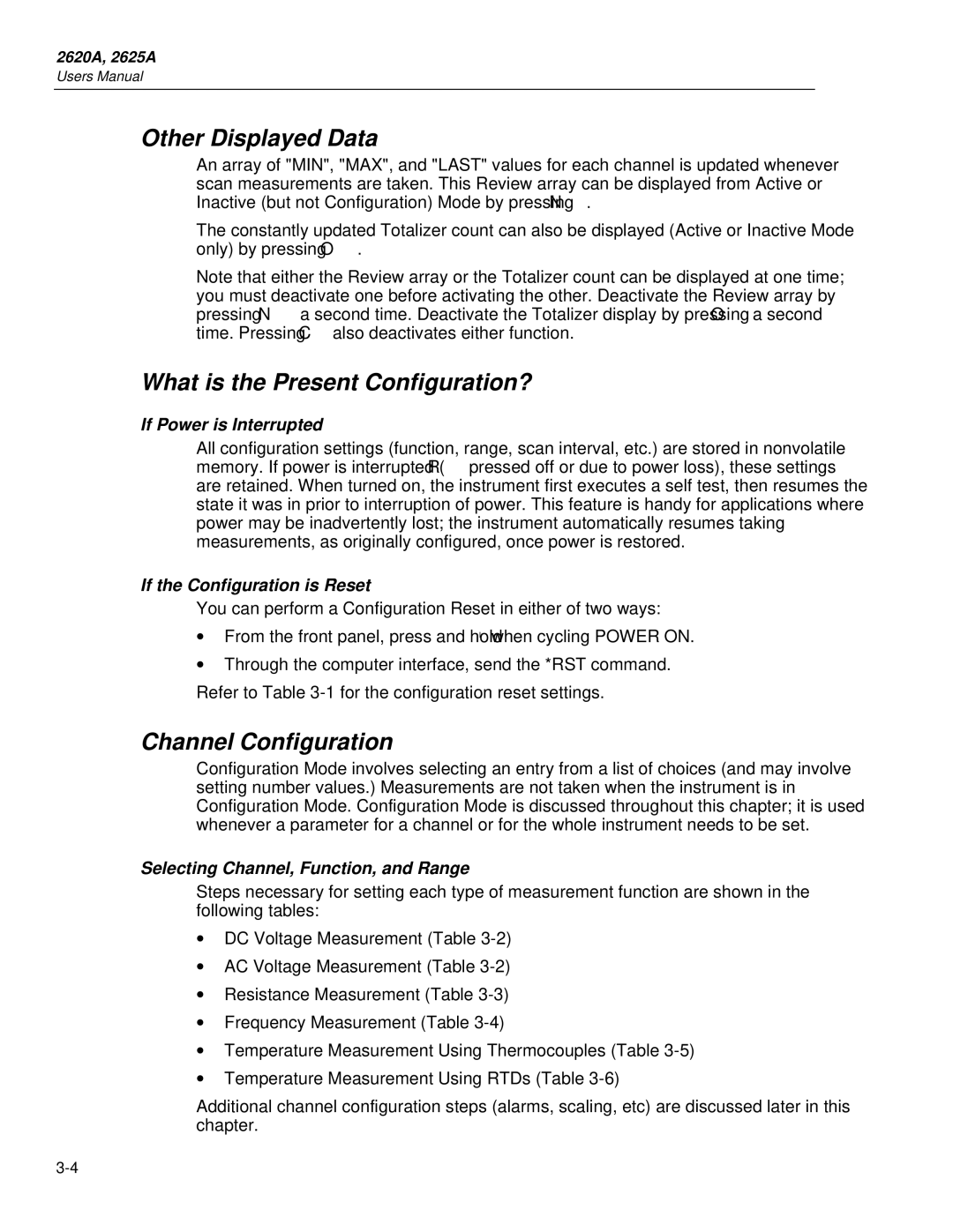 Fluke 2625A, 2620A user manual Other Displayed Data, What is the Present Configuration?, Channel Configuration 