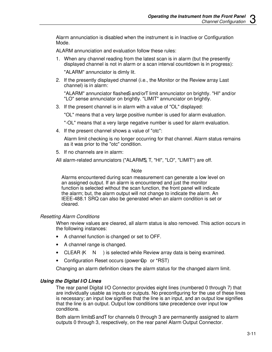 Fluke 2620A, 2625A user manual Resetting Alarm Conditions, Using the Digital I/O Lines 