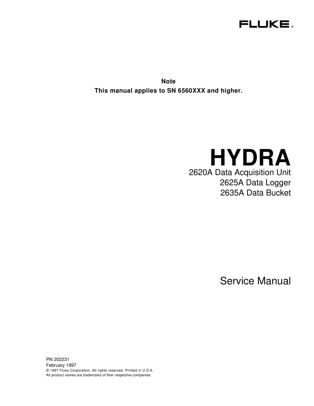 Fluke 2625A, 2635A service manual Hydra 