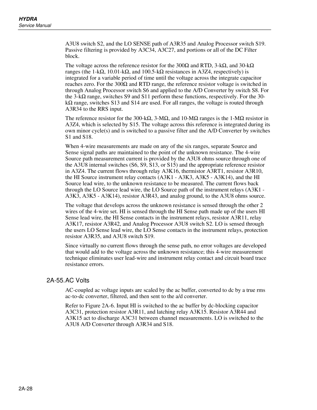 Fluke 2635A, 2625A service manual 2A-55.AC Volts 