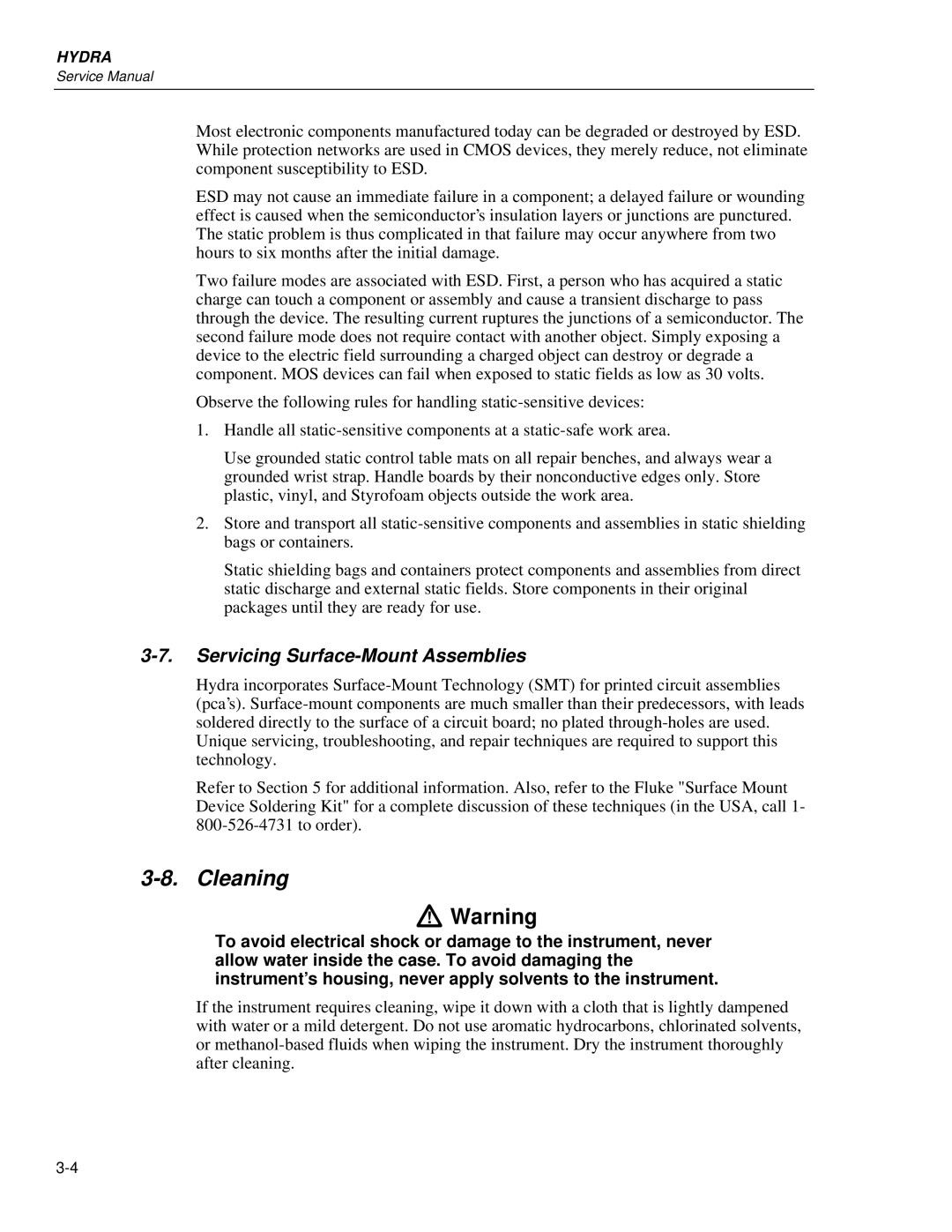 Fluke 2635A, 2625A service manual Cleaning, Servicing Surface-Mount Assemblies 