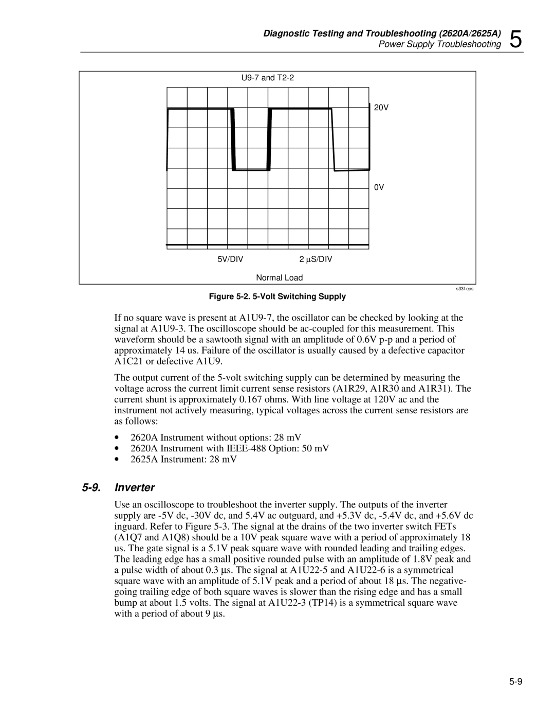 Fluke 2625A, 2635A service manual Inverter, Volt Switching Supply 