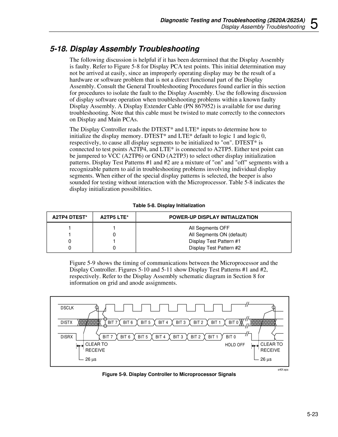 Fluke 2625A, 2635A service manual Display Assembly Troubleshooting 